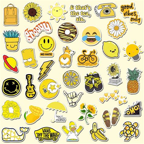 Kawaii Stickers Yellow Stickersvsco Packslaptop Stickerswaterbottle