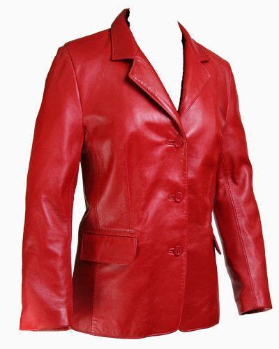Womens Lipstick Red Hot 3 Button Leather Blazer Red Leather Coat