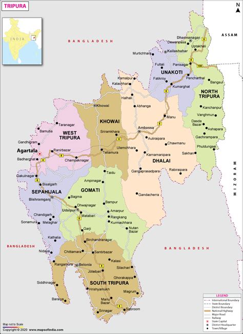 Tripura Map Map Of Tripura State Districts Information And Facts
