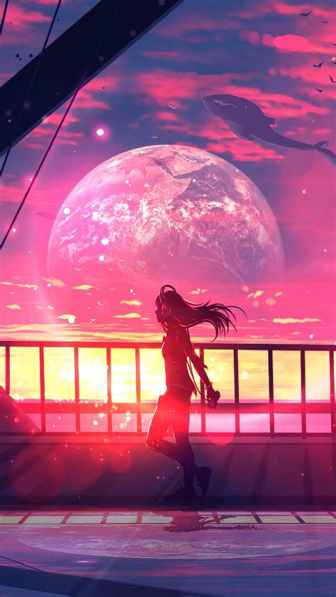 Anime Girl Silhouette Sunset Fantasy 4k 257 Wallpaper Pc Desktop