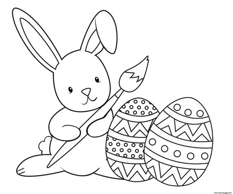 Graceful Easter Bunny Paint Coloring Page Printable