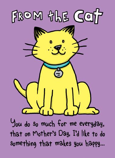 Funny Mothers Day Card Cat Make Happy Mom From