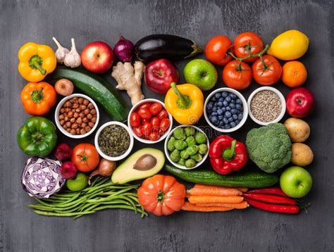 Healthy Eating Ingredients Fresh Vegetables Fruits And Superfood
