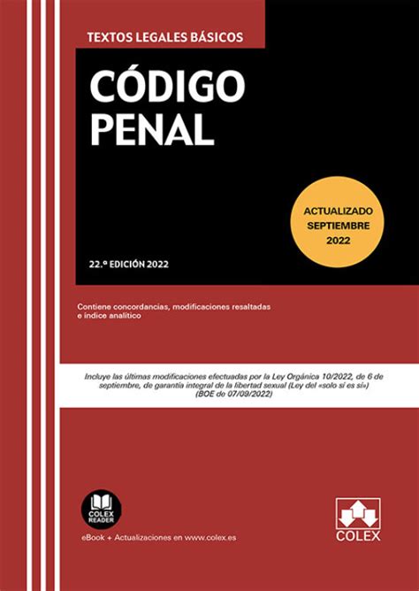 Codigo Penal Actualizado A Septiembre 2022 Vvaa Casa Del Libro