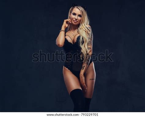Gorgeous Sexy Woman Seductively Posing Over Stock Photo