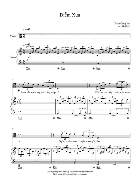 Diem Xua For Viola And Piano Accompaniment Sheets By Hai Mai