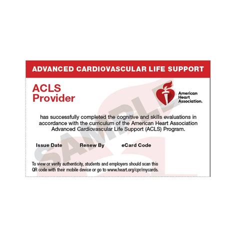 Advanced Cardiovascular Life Support Acls Course Completion Ecard