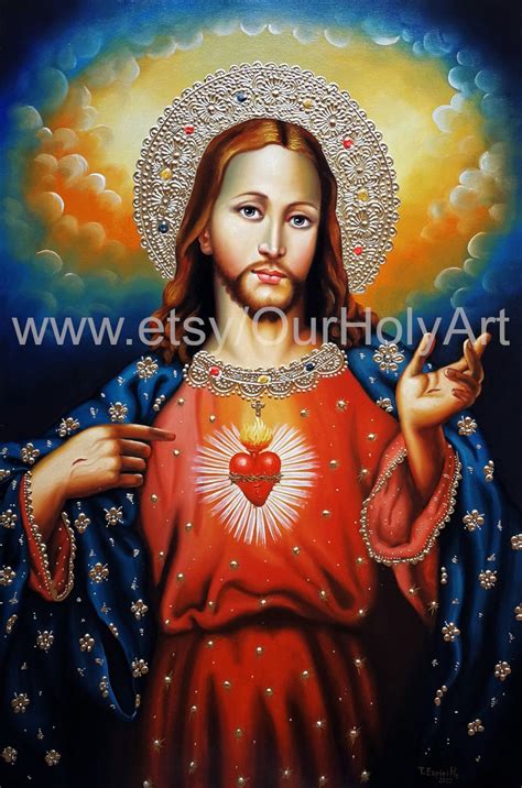 Sacred Heart Sacred Heart Of Jesus Jesus Christ Holy Etsy