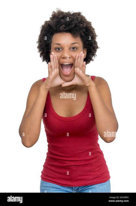 Screaming African American Young Adult Woman Isolated On White Background For Cut Out Stock