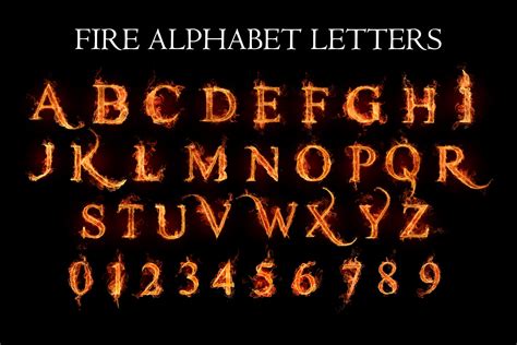 Fire Alphabet Letters And Numbers Flaming Alphabet Set Of Letter
