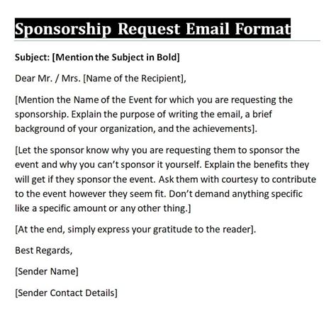 Sample Sponsorship Request Email Templates And Formats Day To Day Email