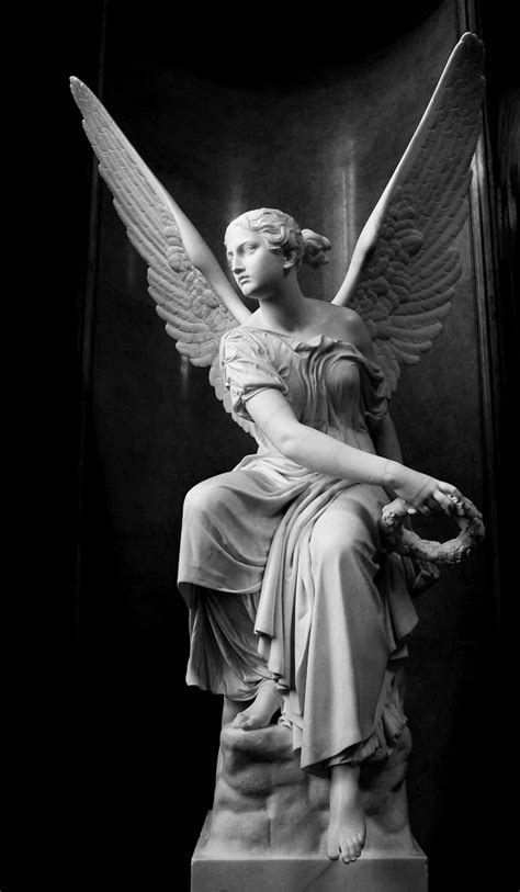 Angel Black And White Cemetery And Statue Image 16274 On
