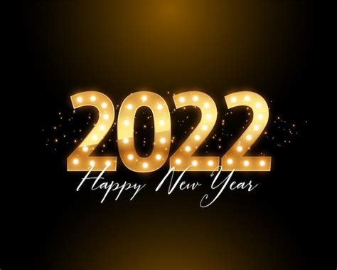 Free Vector Happy New Year 2022 Golden Lights Card Design