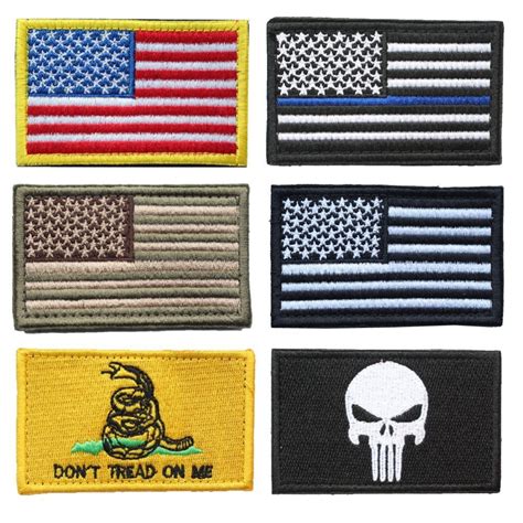 Usa Flag Patches Bundle 6 Pieces American Thin Blue Line Police Flag