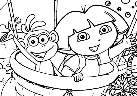 Dora And Monkey Coloring Page Wecoloringpage Com