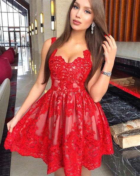 Short Red Dresses Party Outfit Formal Wear Party Dress On Stylevore