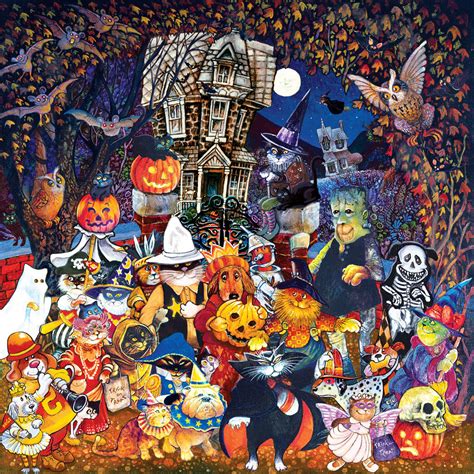 Cats And Dogs On Halloween 500 Piece Jigsaw Puzzle Spilsbury