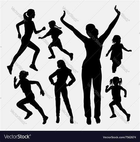 Girl And Kid Activity Silhouette Royalty Free Vector Image