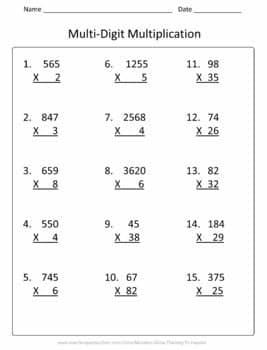 5th Grade Multi-Digit Multiplication and Division ...