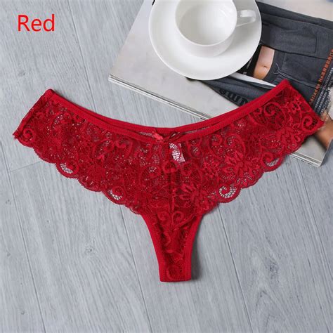 Buy 1pc Women Sexy G String Thongs Ultra Thin Briefs Lace Panties Floral Low
