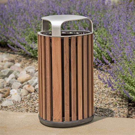 Public Trash Can Fgp Landscapeforms Aluminum Wooden Swing