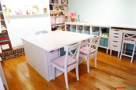 Craft room with table and cabinet. DIY Craft Table with Storage - My IKEA Hack | Craft tables ...