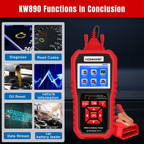 Konnwei Kw Obdii Car Diagnostic Tool Battery Tester Oil Service