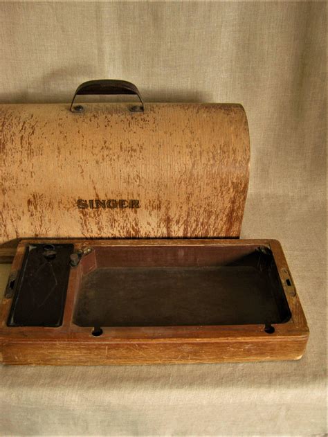 antique singer sewing machine case wooden box dome top storage organization large portable