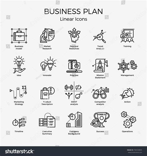 Business Plan Linear Icon Set Stock Photo Edit And Royalty Images For