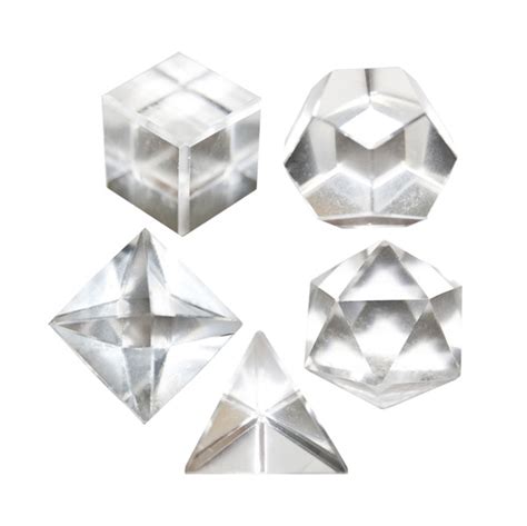 Platonic Solids 5 Piece Set Sacred Geometry Quartz Crystal