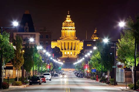 Iowa State Capitol At Night Capital Crossroads