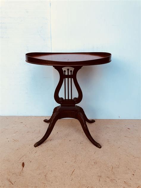 Antique Mersman Table1940s Mahogany Oval Lyre Base Side Table Etsy