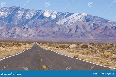 Long And Lonely Road In The Mojave Desert Stock Image Image Of