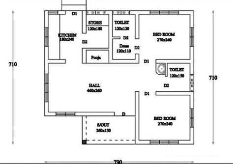 700 Sqft 2 Bedroom Floor Plan Floorplansclick