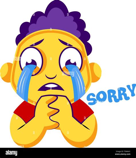 Yellow Boy Crying And Saying Sorry Vector Illustration On A White