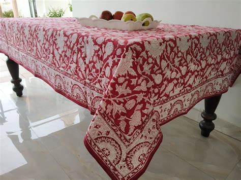 Block Print Indian Tablecloth Cotton Table Cover Linens Etsy Uk