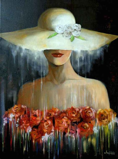 Hand Painted Abstract Paintings Woman In Hat Oil On Canvas Modern Art