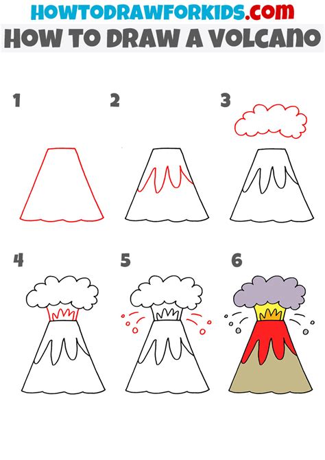 How To Draw A Volcano Easy Drawing Tutorial For Kids