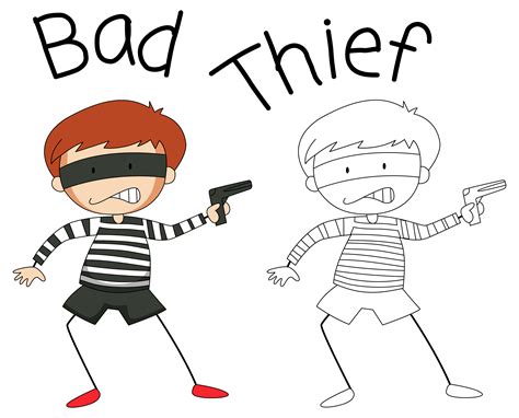 Doodle Bad Thief Character 432332 Vector Art At Vecteezy
