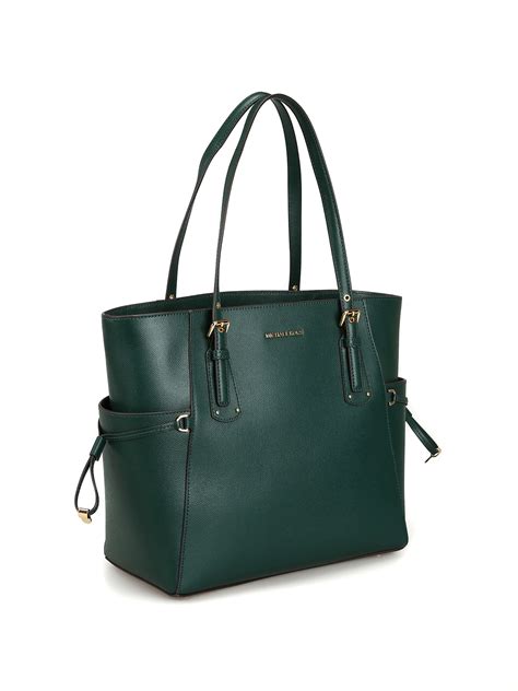 Totes Bags Michael Kors Voyager S Dark Green Grainy Leather Bag