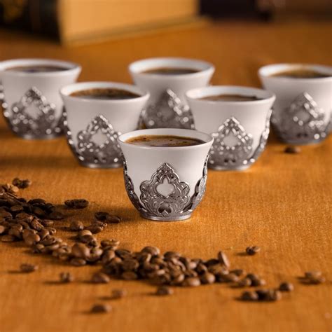 Alisveristime 12 pc turkish greek arabic coffee espresso cup saucer porcelain set mixed color. Silver Colour Arabic Coffee-Mirra Cups Six Pieces ...