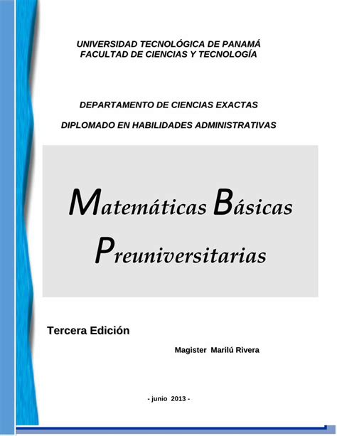 Pdf Matemáticas Básicas Preuniversitarias · El Conjunto Formado