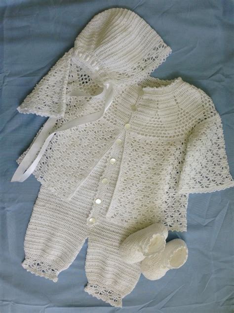 Baby Boy Christening Outfit Crochet Pattern With Lace Jacket Etsy In