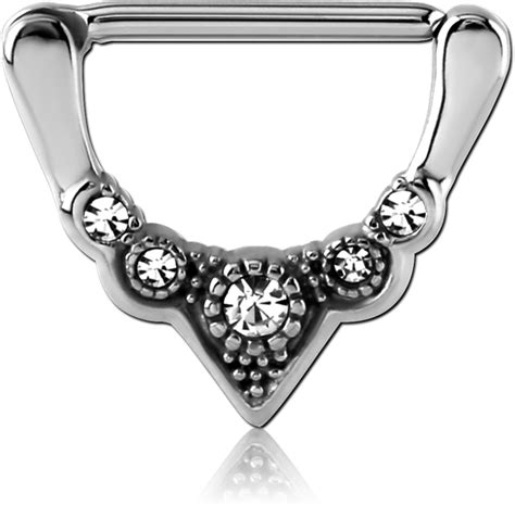 Surgical Steel Jeweled Nipple Clicker Filigree Scnc72