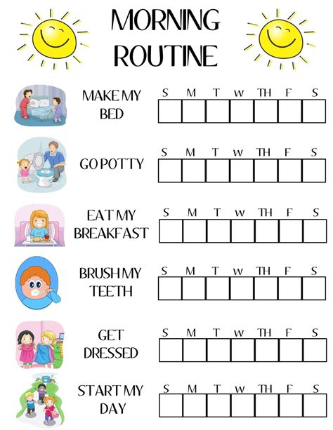 Daily Routine Chart For Kids Morning Routine Chart Charts For Kids