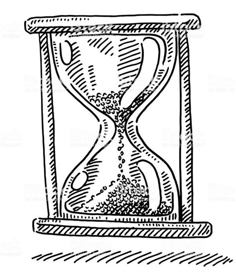 Hand Drawn Vector Drawing Of A Hourglass Black And White Sketch On A