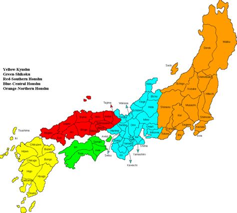 The six dark borders indicate these bridges on the map. Map of Sengoku jidai