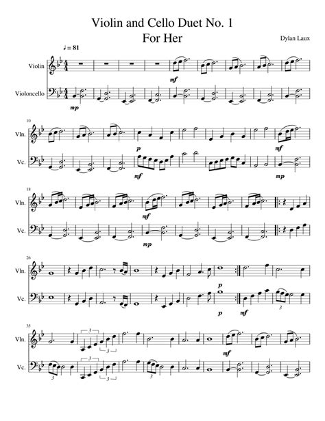 Violin And Cello Duet No 1 Sheet Music For Violin Cello Download