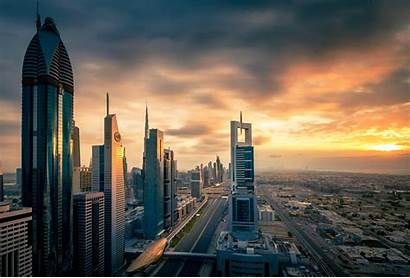Dubai Uae Sunset Skyline Arab Wallpapers Skyscrapers