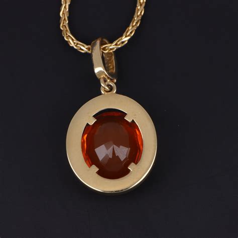 Must Have Beautiful Fire Opal Pendant In 14k Yellow Gold With Etsy
